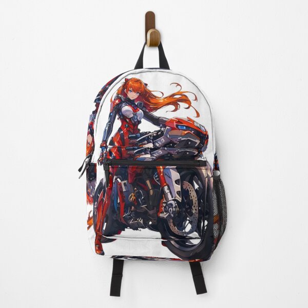 Item preview, Asuka Evangelion - Futuristic Anime Biker Girl – Cyberpunk Motorcycle Illustration designed and sold by Dyan4.