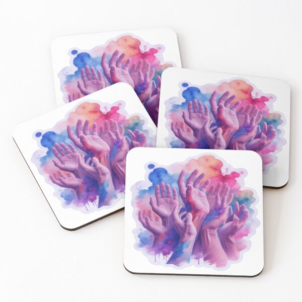 Item preview, Premium Realistic Die-Cut Sticker: Vibrant Unity Hands in Modern Watercolor-Realism Fusion designed and sold by ARTCREATESHOP.