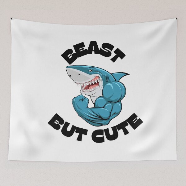Item preview, Beast But Cute – Muscular Shark Gym Cartoon Illustration. designed and sold by Artistry-Nadia.
