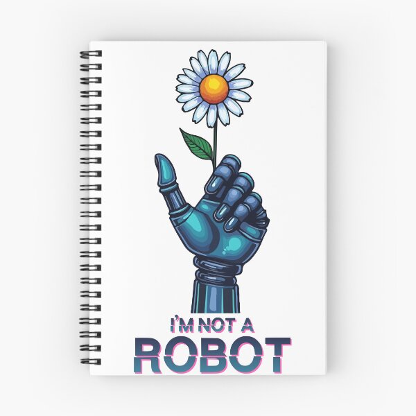 Item preview, I'm Not A Robot - Robotic Hand Holding Daisy Flower  Mechanical vs Organic Nature Aesthetic Illustration designed and sold by Design-Pro-21.