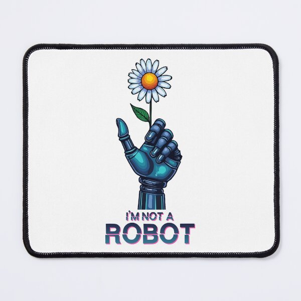 Item preview, I'm Not A Robot - Robotic Hand Holding Daisy Flower Mechanical vs Organic Nature Aesthetic Illustration designed and sold by Design-Pro-21.