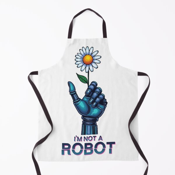 Item preview, I'm Not A Robot - Robotic Hand Holding Daisy Flower  Mechanical vs Organic Nature Aesthetic Illustration designed and sold by Design-Pro-21.