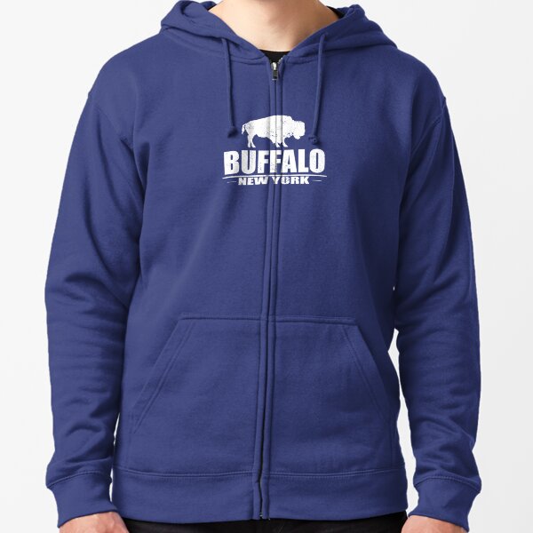 Blue distressed Buffalo football hoodie