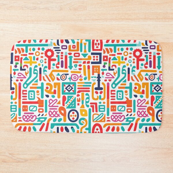 Item preview, Abstract tribal blue and yellow pattern consisted of folk symbols designed and sold by y-a-y.