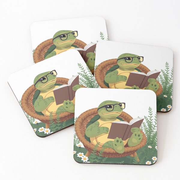 Item preview, Slow Reader Turtle – Garden Book Club in 70s Style designed and sold by HappySproutArt.