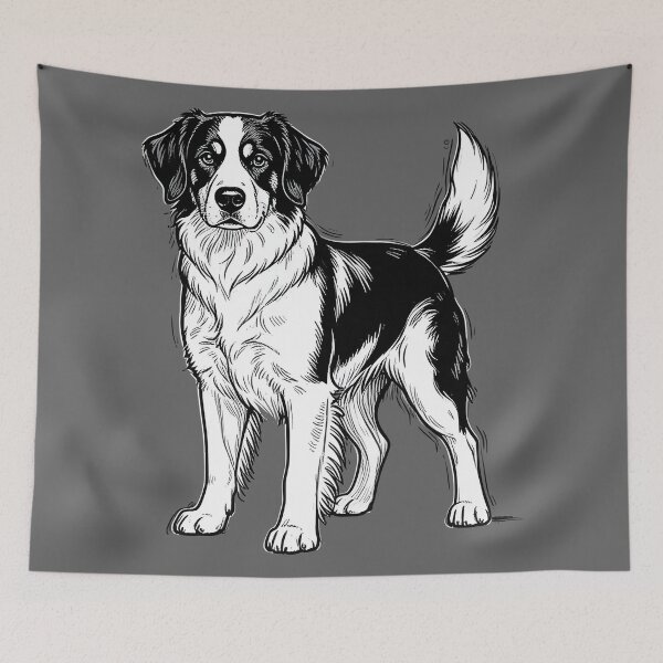 Item preview, Black And White Dog dog line art designed and sold by Uglyandcute.