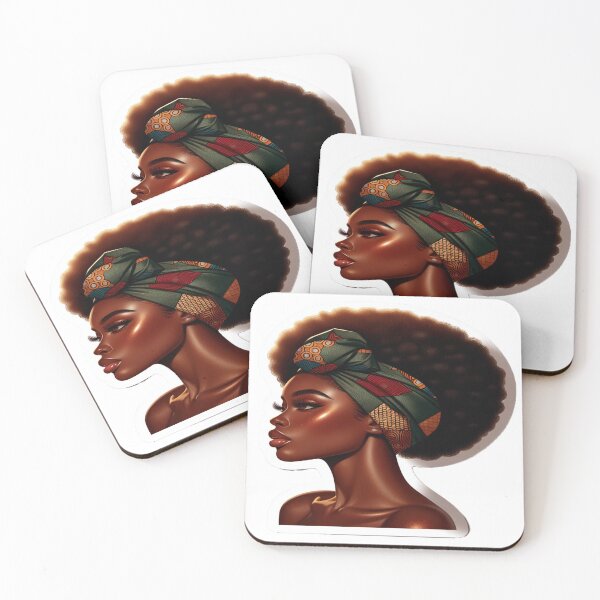 Item preview, Elegant Dark Skin Queen Silhouette Sticker – Luxe Kente Gold Headwrap Portrait designed and sold by ARTCREATESHOP.