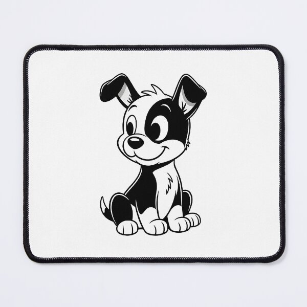 Item preview, Black And White Dog Cartoon Puppy – Cute Dog Illustration designed and sold by Uglyandcute.