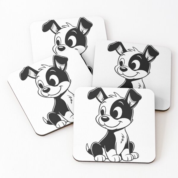 Item preview, Black And White Dog Cartoon Puppy – Cute Dog Illustration designed and sold by Uglyandcute.