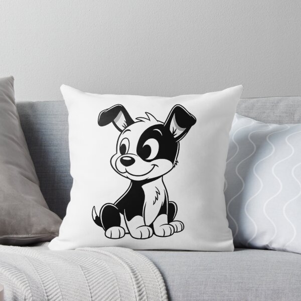 Item preview, Black And White Dog Cartoon Puppy – Cute Dog Illustration designed and sold by Uglyandcute.