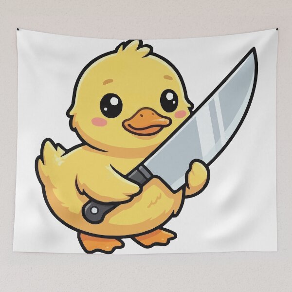 Item preview, Cute But Deadly Duckling - Baby Duck Holding Knife Meme designed and sold by Petzzz.
