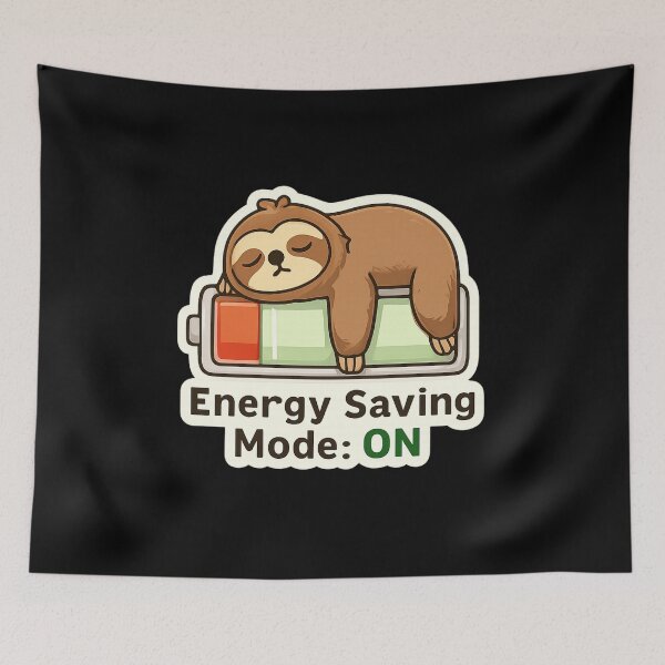 Item preview, Energy Saving Mode ON Sloth – Funny Lazy Cartoon Battery Design designed and sold by ArtVoyageShop.