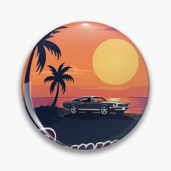 Item preview, Retro Muscle Car Summer Vibes Sunset - Vintage Beach Coastline Illustration designed and sold by Design-Pro-21.