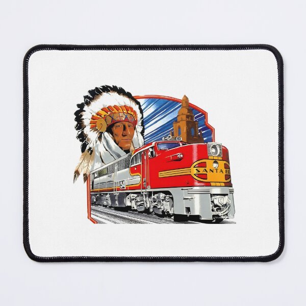 Item preview, Vintage Santa Fe Railway Warbonnet Diesel and Native American Chief Illustration designed and sold by CharlieDesings.