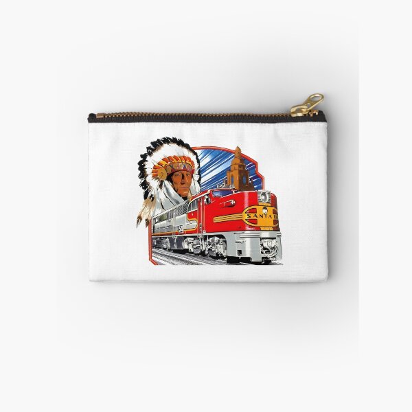Item preview, Vintage Santa Fe Railway Warbonnet Diesel and Native American Chief Illustration designed and sold by CharlieDesings.