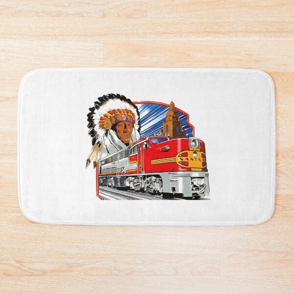 Item preview, Vintage Santa Fe Railway Warbonnet Diesel and Native American Chief Illustration designed and sold by CharlieDesings.