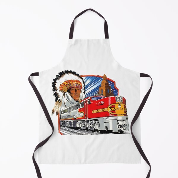 Item preview, Vintage Santa Fe Railway Warbonnet Diesel and Native American Chief Illustration designed and sold by CharlieDesings.