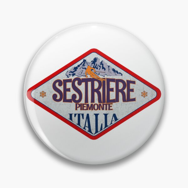 Item preview, Sestriere, Piemonte, Torino, Italy, Italia, Vintage skiing badge design designed and sold by Wanderful-roads.