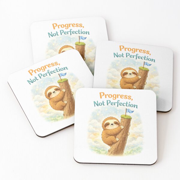 Item preview, Progress Not Perfection – Cute Sloth Motivation designed and sold by PunchDrop.