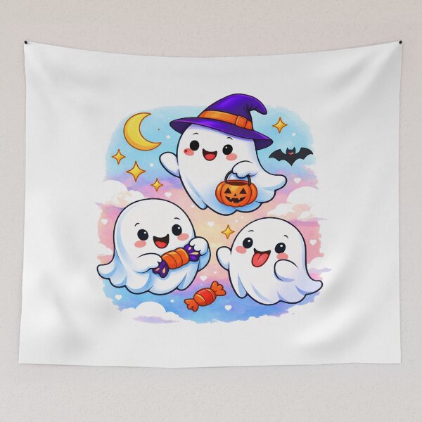 Item preview, Cute Halloween Ghost Cartoon – Kawaii Spooky Illustration designed and sold by Art Vibe By Hemant.