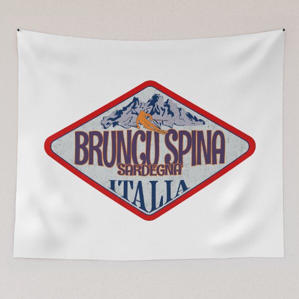 Item preview, Bruncu Spina, Sardegna, Nuoro, Italy, Italia, Vintage skiing badge design designed and sold by Wanderful-roads.