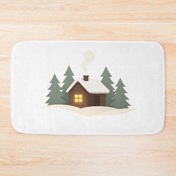 Item preview, Minimal Scandinavian Winter Cabin Christmas Illustration designed and sold by Fernova.