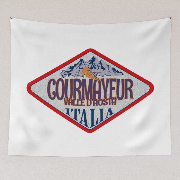 Item preview, Courmayeur, Valle d’Aosta, Valle d’Aosta, Italy, Italia, Vintage skiing badge design designed and sold by Wanderful-roads.