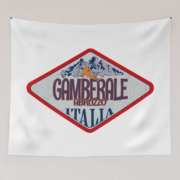 Item preview, Gamberale, Abruzzo, Chieti, Italy, Italia, Vintage skiing badge design designed and sold by Wanderful-roads.