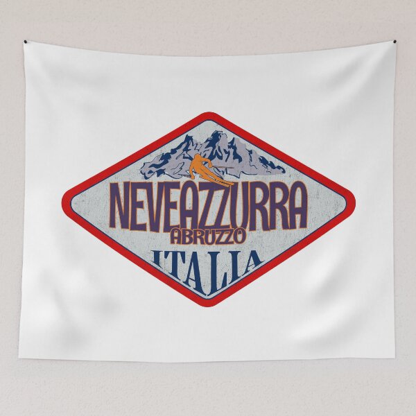 Item preview, Neveazzurra, Abruzzo, L’Aquila, Italy, Italia, Vintage skiing badge design designed and sold by Wanderful-roads.