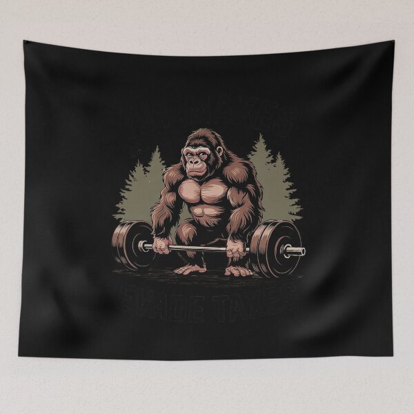 Item preview, Bigfoot Gym Weightlifting Hit Maxes Evade Taxes Workout  designed and sold by FadeOfThrone.