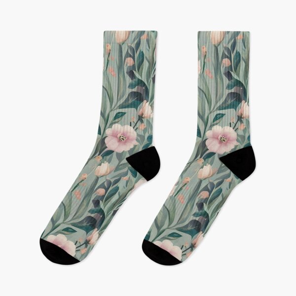 Item preview, Vintage Pink Flowers Sage Green Pattern designed and sold by Ed & Harmony.
