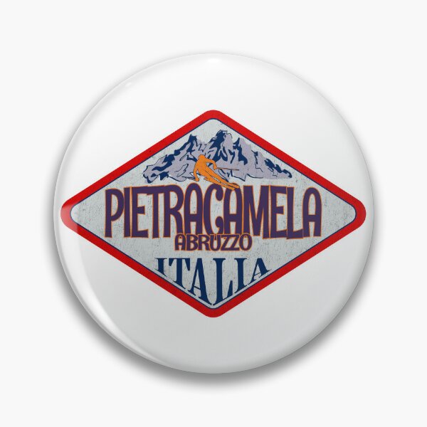 Item preview, Pietracamela, Abruzzo, Teramo, Italy, Italia, Vintage skiing badge design designed and sold by Wanderful-roads.