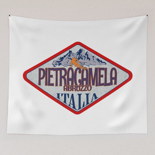 Item preview, Pietracamela, Abruzzo, Teramo, Italy, Italia, Vintage skiing badge design designed and sold by Wanderful-roads.