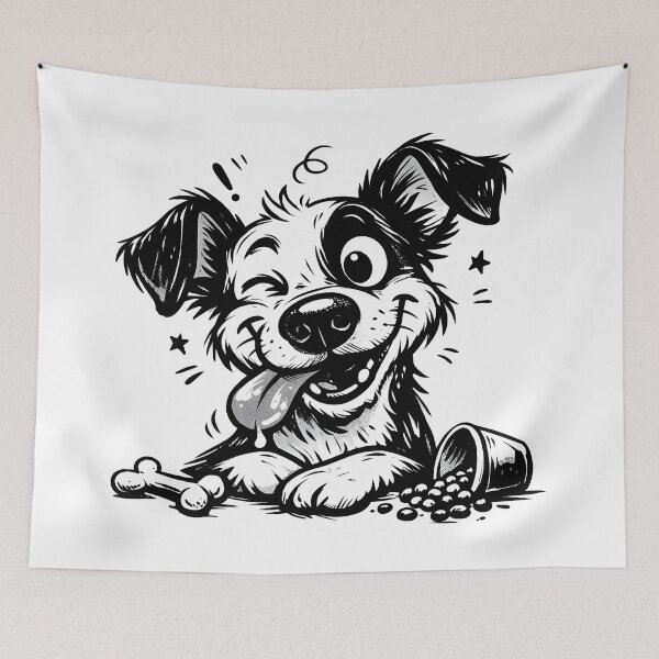 Item preview, Black And White Dog – Quirky Dog Art Illustration designed and sold by Uglyandcute.