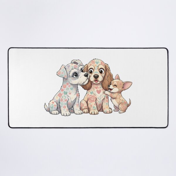 Item preview, Whimsical Floral Puppy Playgroup – Artistic Heart & Flower Pattern Puppies Graphic designed and sold by VibranPalette.
