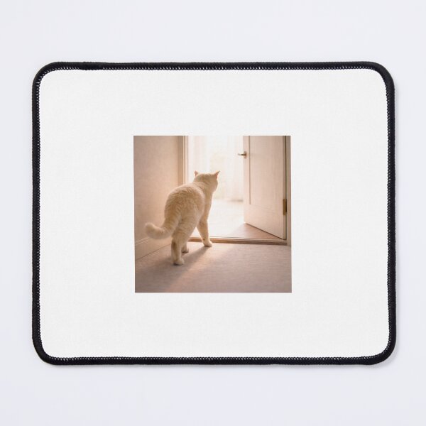 Item preview, Cream Cat Crossing a Sunlit Doorway – Calm Minimal Cat Art, Soft Light Interior Scene designed and sold by LovelyCatGalaxy.