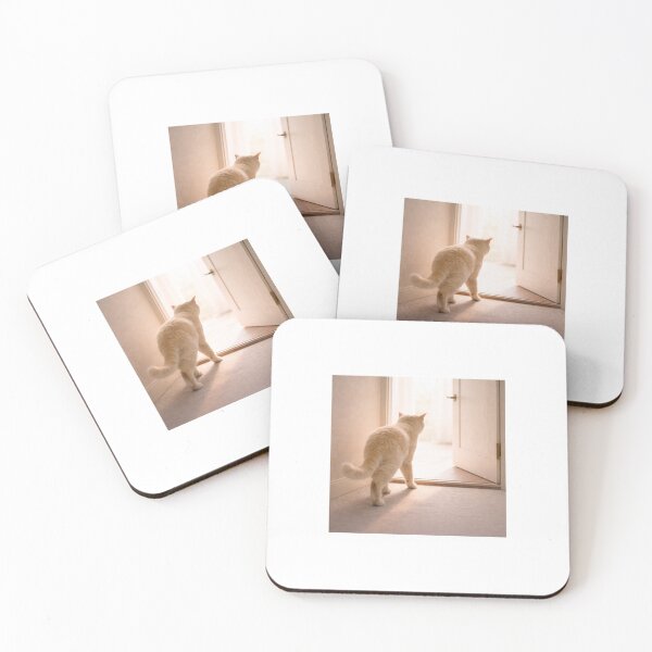 Item preview, Cream Cat Crossing a Sunlit Doorway – Calm Minimal Cat Art, Soft Light Interior Scene designed and sold by LovelyCatGalaxy.