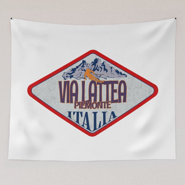 Item preview, Via Lattea, Piemonte, Torino, Italy, Italia, Vintage skiing badge design designed and sold by Wanderful-roads.