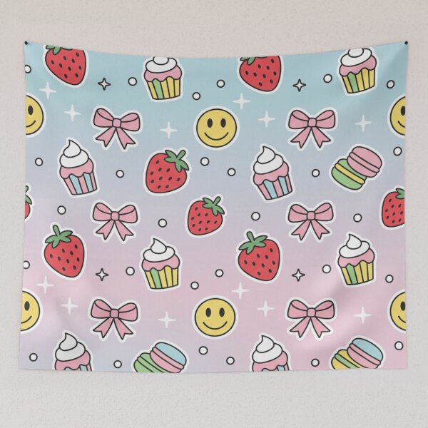 Item preview, Pink Pastel Y2K Aesthetic Smiley Face and Bows Pattern designed and sold by Mizzey Meerkat.