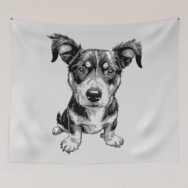 Item preview, Black And White Dog – Quirky Dog Art Illustration designed and sold by Uglyandcute.