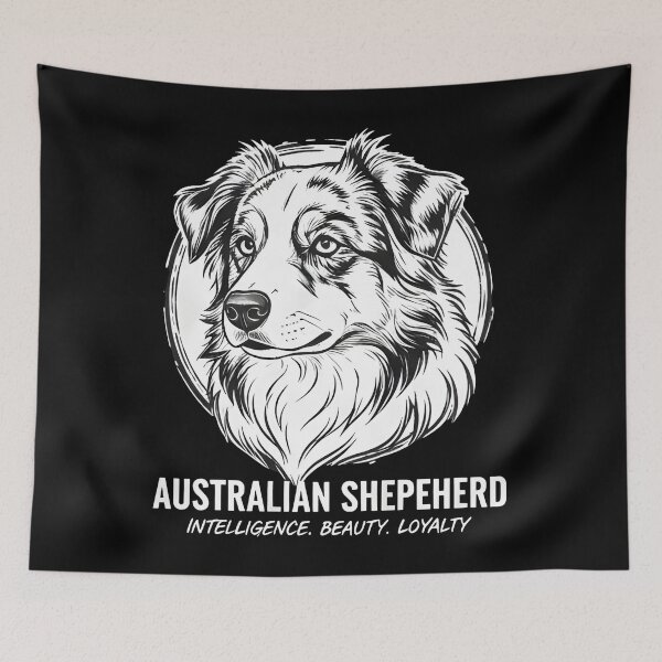 Item preview, Black And White Dog Australian Shepherd illustration  designed and sold by Uglyandcute.