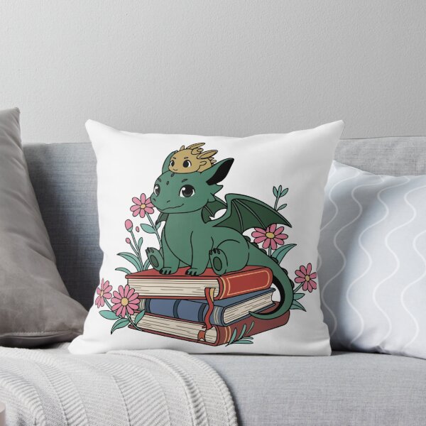 Item preview, Cute Dragon and Baby Reading on Stack of Books - Floral Fantasy Bookworm designed and sold by Floomart.