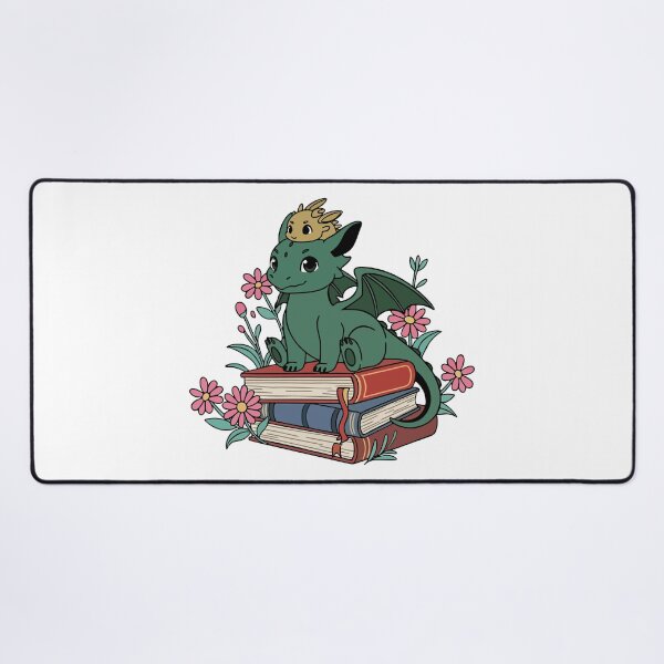 Item preview, Cute Dragon and Baby Reading on Stack of Books - Floral Fantasy Bookworm designed and sold by Floomart.