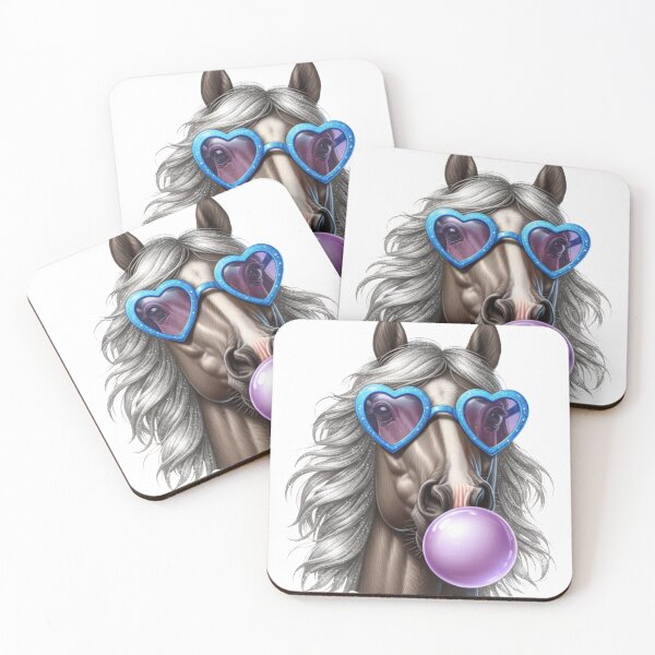 Item preview, Horse Blowing Bubble Gum, Horse, Retro, Funny, Trendy designed and sold by DesignDenDo ⭐⭐⭐⭐⭐.