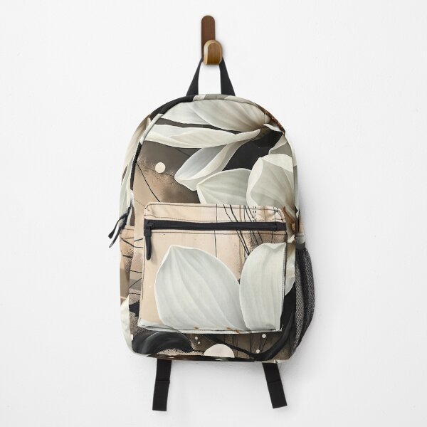 Item preview, White Magnolia Flowers, Abstract Grey and Beige Ink Splash Art designed and sold by SolaoLab.