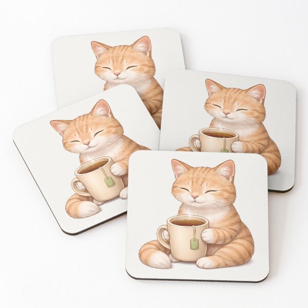 Item preview, Cozy Cat with Tea Mug designed and sold by Ombrya.