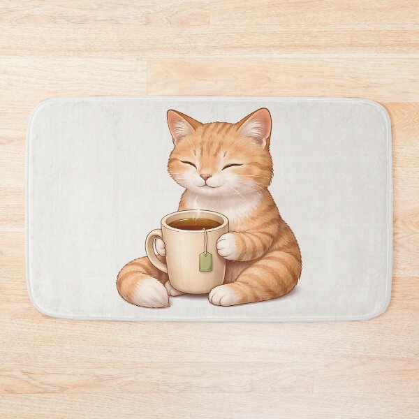 Item preview, Cozy Cat with Tea Mug designed and sold by Ombrya.