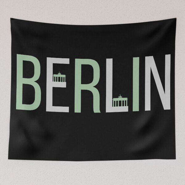 Item preview, Berlin Typography Design with Brandenburg Gate | Grey and Green Urban Style designed and sold by photo-travel.