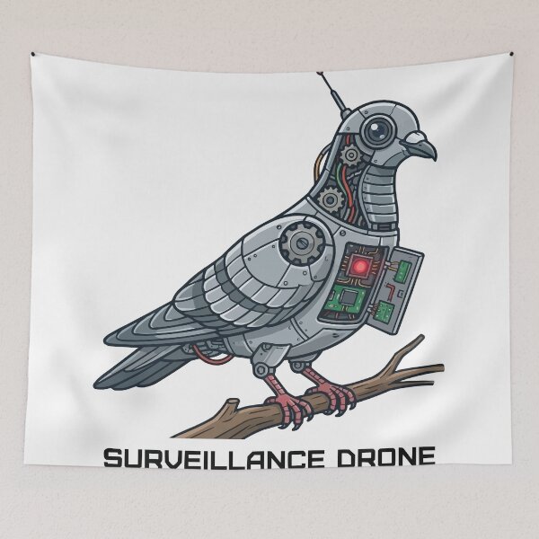 Item preview, Birds Aren't Real - Robot Pigeon Surveillance Drone Meme designed and sold by Petzzz.
