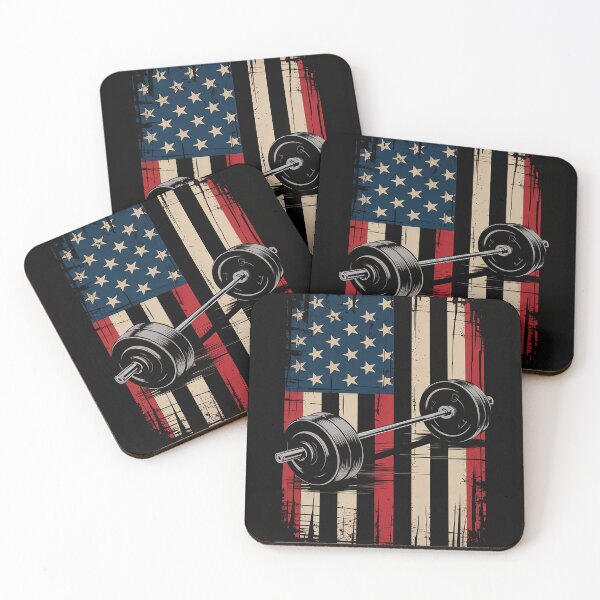 Item preview, Gym Barbell US Flag Workout Deadlift Weightlift Men Women designed and sold by CombatTask.